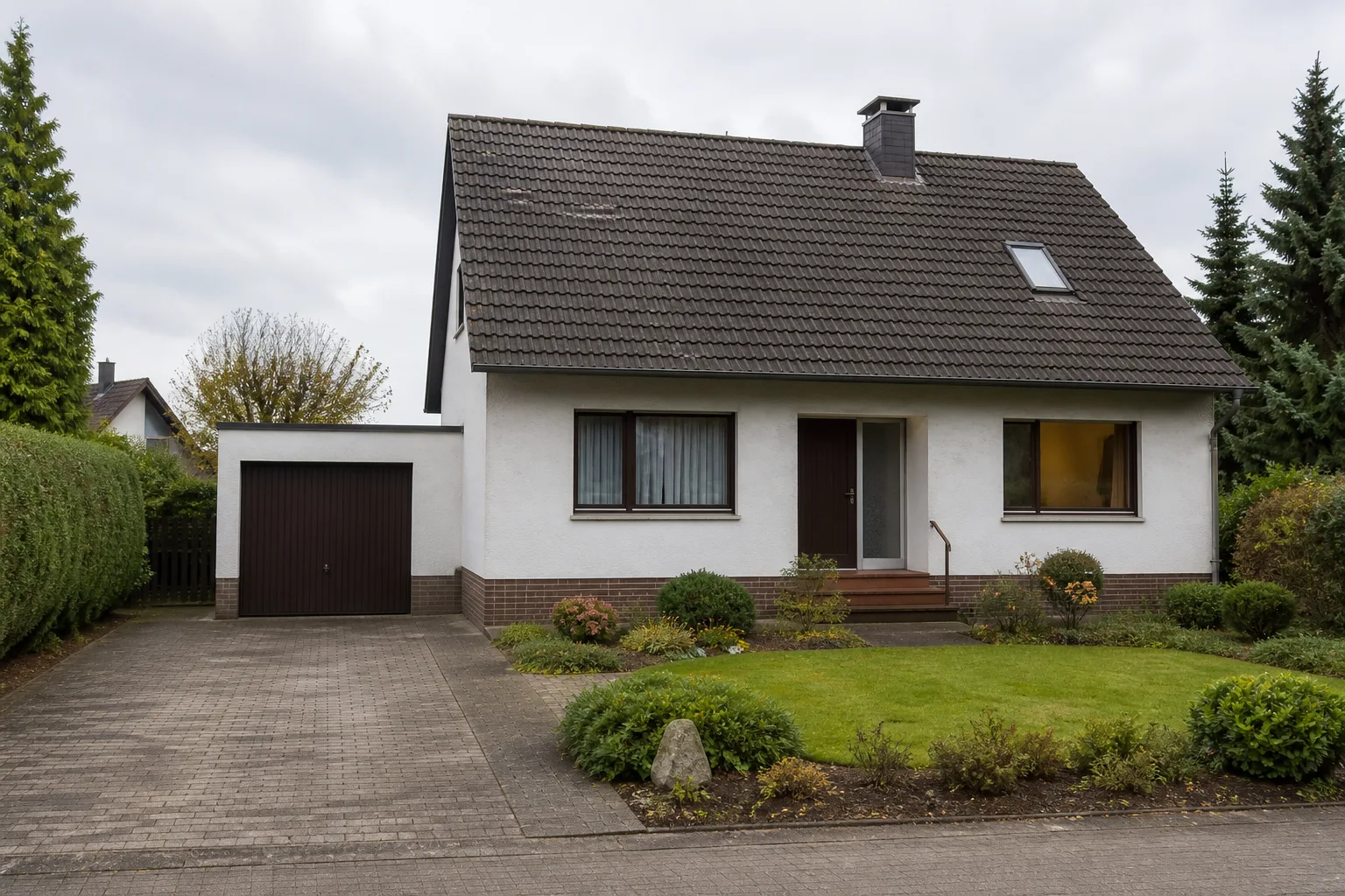 Vollständiges älteres Einfamilienhaus mit Garage und gepflegtem Vorgarten
